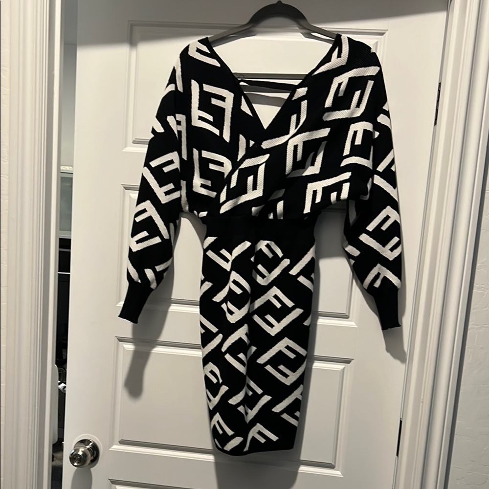 Black and White Patterned Dress